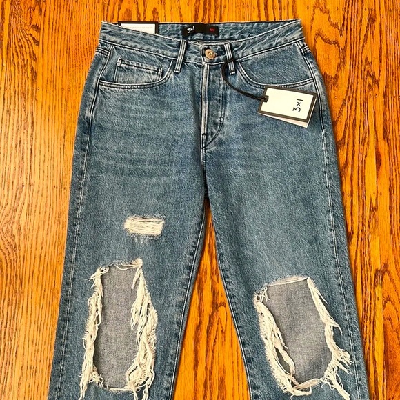 3x1 Boyfriend Jeans Ripped Knee Jeans Boyfriend Straight Grunge Size 24 - Picture 3 of 13